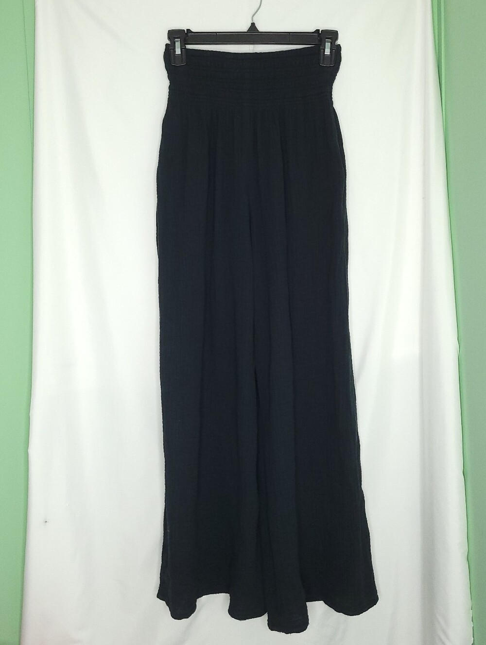MARINE LAYER Women's Isla Double Cloth Wide Leg Black Pull On Pants SMALL